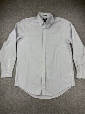 Lands' End Men's Blue & White Thin Stripe Button-Down Shirt